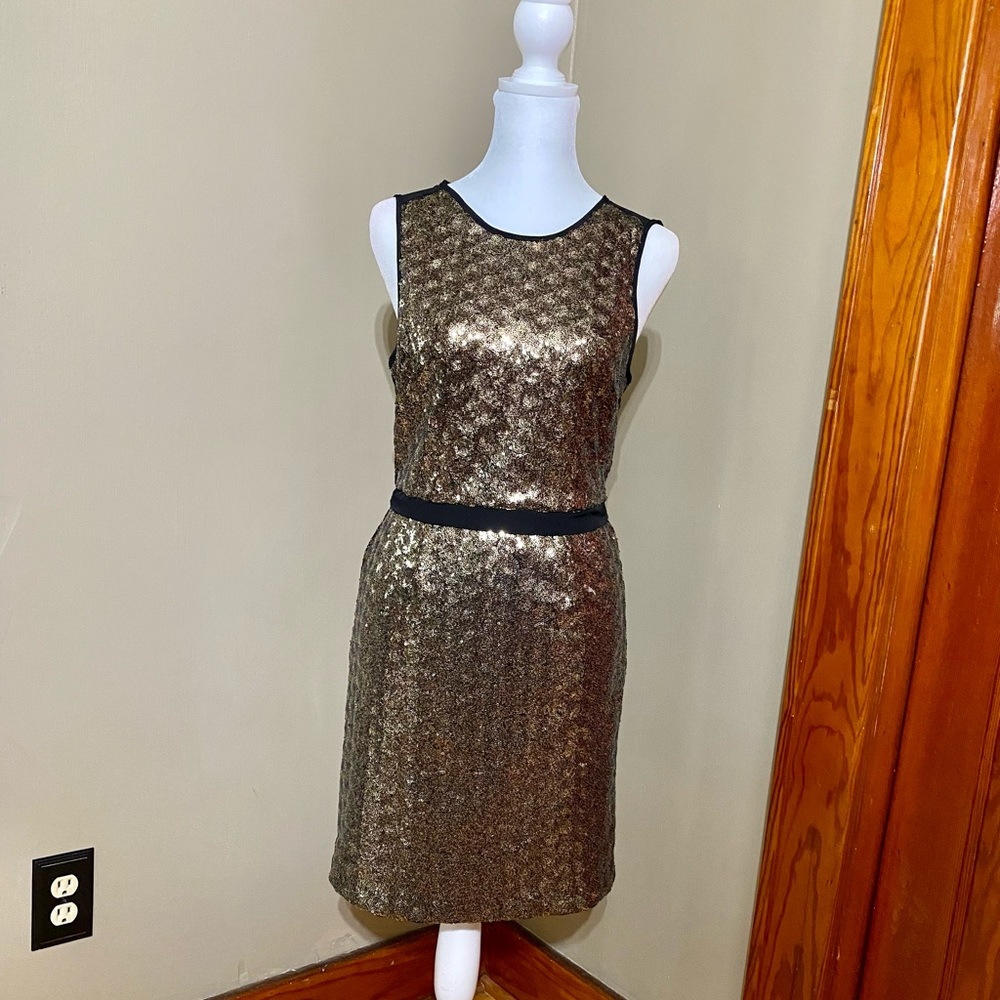 Gold / Black Sequin Mini Dress - XS